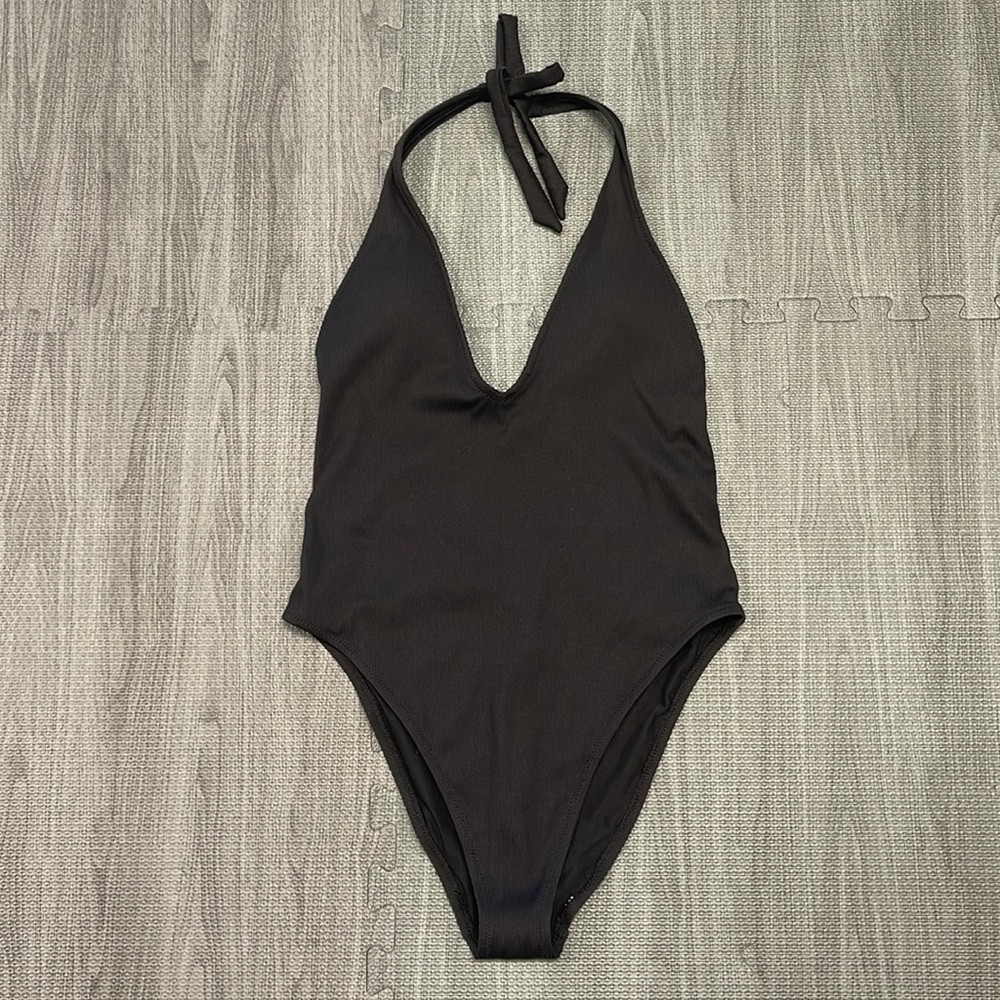 Aerie One Piece Swimsuit, Black Ribbed Texture - Women’s Size L